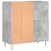 Betonszürke szerelt fa hanglemezszekrény 84,5 x 38 x 89 cm