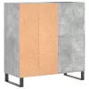 Betonszürke szerelt fa hanglemezszekrény 84,5 x 38 x 89 cm