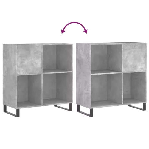 Betonszürke szerelt fa hanglemezszekrény 84,5 x 38 x 89 cm