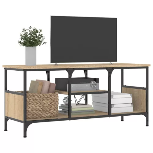 Sonoma tölgy színű szerelt fa és vas TV-szekrény 100x35x45 cm
