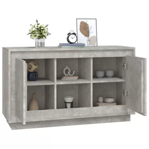 Betonszürke szerelt fa tálalószekrény 102x35x60 cm