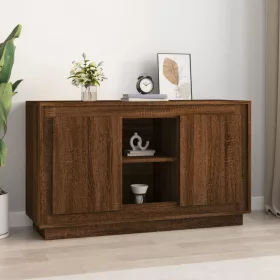  Barna tölgyszínű szerelt fa tálalószekrény 102 x 35 x 60 cm