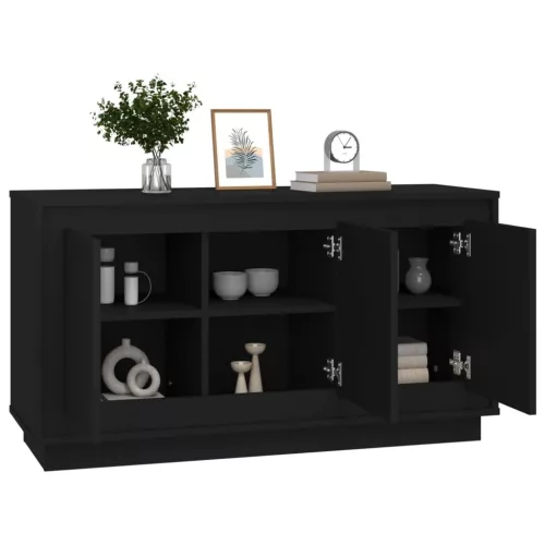 Fekete szerelt fa tálalószekrény 102x35x55 cm