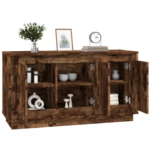 Füstös tölgy színű szerelt fa tálalószekrény 102x35x55 cm