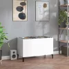 Magasfényű fehér szerelt fa hanglemezszekrény 74,5x38x48 cm