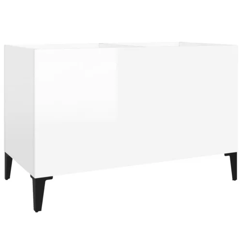 Magasfényű fehér szerelt fa hanglemezszekrény 74,5x38x48 cm