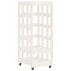 Fehér tömör fenyőfa rönktároló kerekekkel 40x49x110 cm
