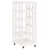 Fehér tömör fenyőfa rönktároló kerekekkel 40x49x110 cm