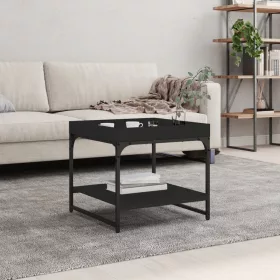 Fekete szerelt fa dohányzóasztal 49,5 x 49,5 x 45 cm