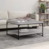 Szürke sonoma szerelt fa és vas dohányzóasztal 80 x 80 x 45 cm