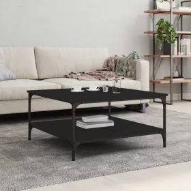 Fekete szerelt fa dohányzóasztal 80x80x40 cm