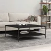 Fekete szerelt fa dohányzóasztal 100x100x40 cm
