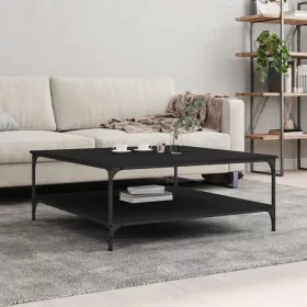 Fekete szerelt fa dohányzóasztal 100x100x40 cm