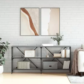 Szürke sonoma szerelt fa és vas konzolasztal 160x30x75 cm