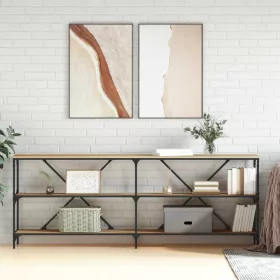   Sonoma tölgy színű szerelt fa és vas konzolasztal 200x30x75 cm