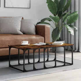   Füstös tölgy színű szerelt fa dohányzóasztal 100x50x35,5 cm