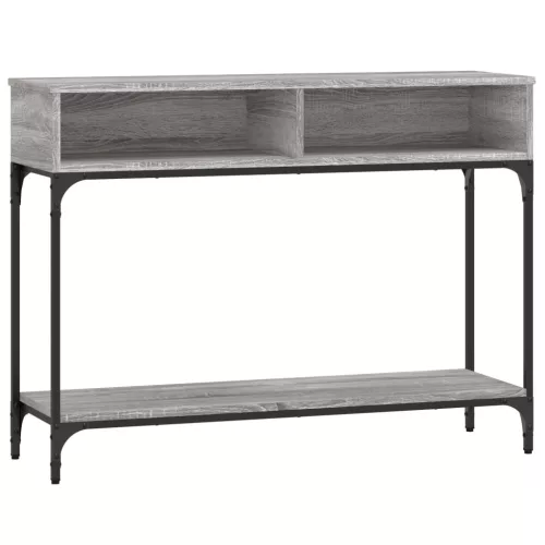 Szürke sonoma színű szerelt fa konzolasztal 100 x 30,5 x 75 cm