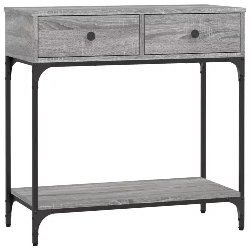 Szürke sonoma színű szerelt fa konzolasztal 75 x 34,5 x 75 cm