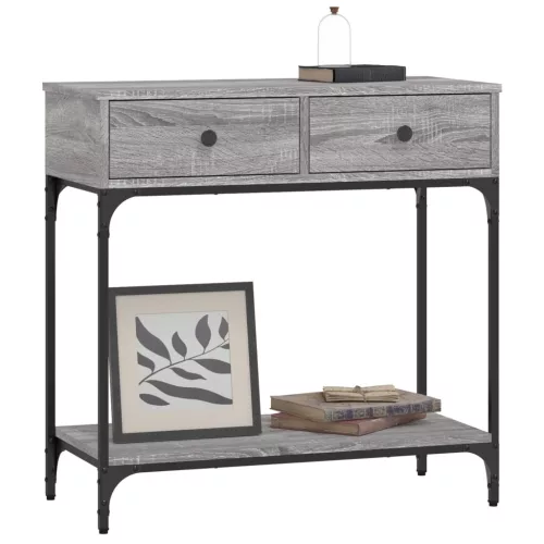 Szürke sonoma színű szerelt fa konzolasztal 75 x 34,5 x 75 cm