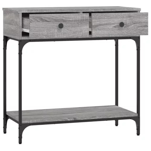 Szürke sonoma színű szerelt fa konzolasztal 75 x 34,5 x 75 cm
