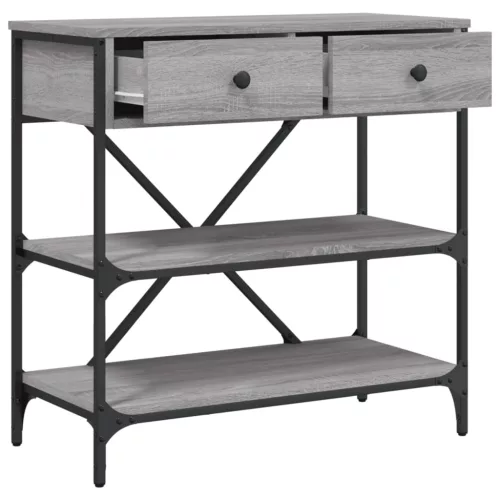 Szürke sonoma színű szerelt fa konzolasztal 75 x 34,5 x 75 cm