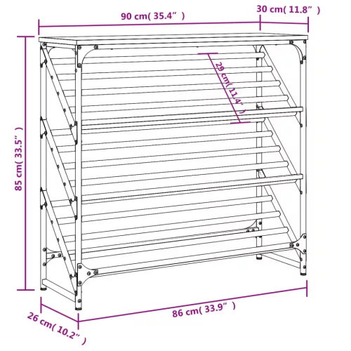 Fekete szerelt fa cipőtartó 90x30x85 cm