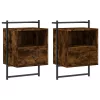 2 db füstös tölgy szerelt fa fali éjjeliszekrény 40x30x61 cm