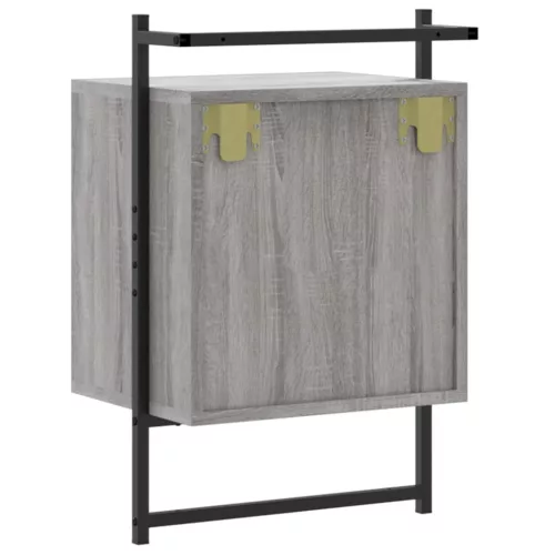 2 db szürke sonoma szerelt fa fali éjjeliszekrény 40x30x61 cm