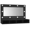 Fekete tükrös szekrény LED-ekkel 90x31,5x62 cm