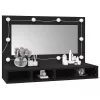Fekete tükrös szekrény LED-ekkel 90x31,5x62 cm