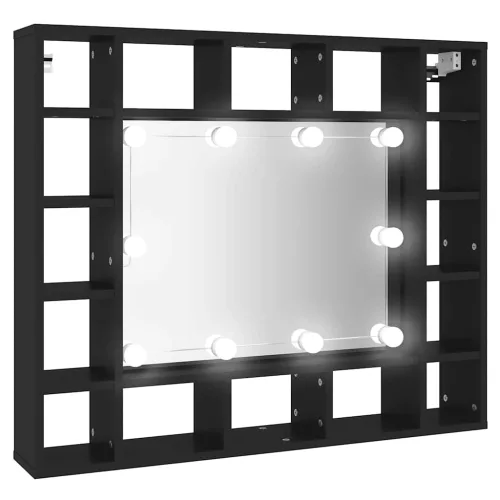 Fekete LED-es tükrös szekrény 91x15x76,5 cm