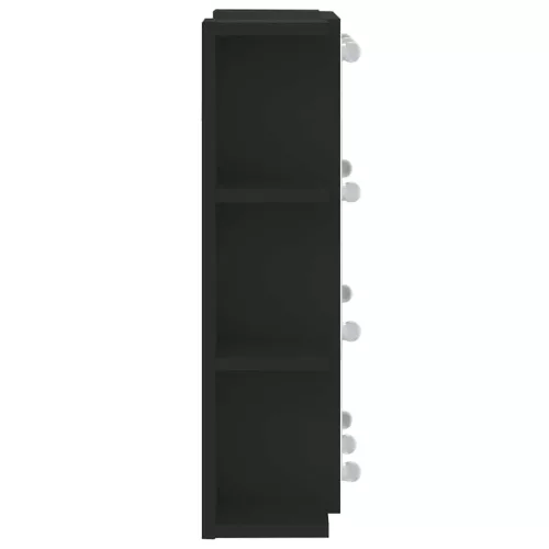 Fekete tükrös szekrény LED-ekkel 70 x 16,5 x 60 cm