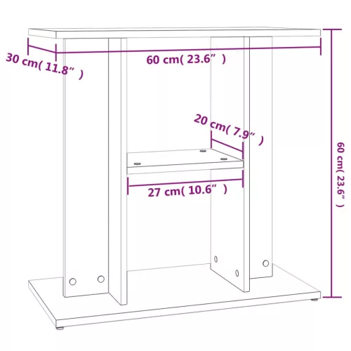 Füstölt tölgyfa akváriumállvány 60 x 30 x 60 cm rétegelt fából