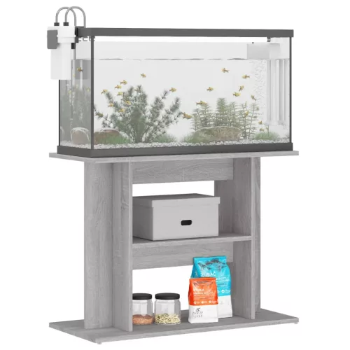 Betonszürke akváriumállvány 80 x 35 x 60 cm rétegelt fából