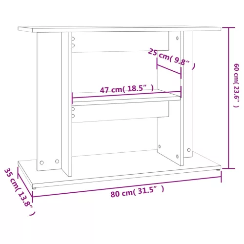 Betonszürke akváriumállvány 80 x 35 x 60 cm rétegelt fából