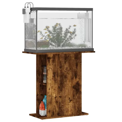 Füstös tölgy szerelt fa akváriumtartó állvány 75x36x72,5 cm