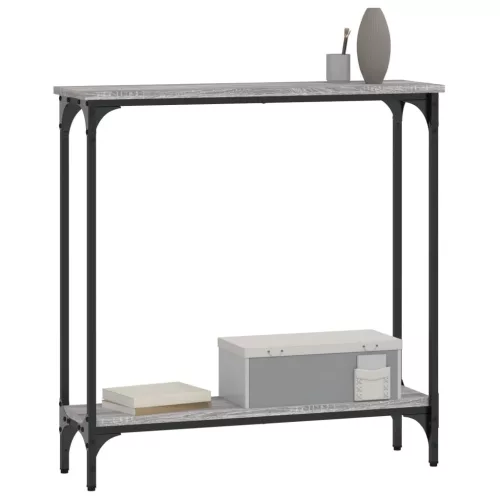 Szürke sonoma színű szerelt fa konzolasztal 75x22,5x75 cm