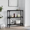 Fekete szerelt fa tálalóasztal 75x22,5x75 cm
