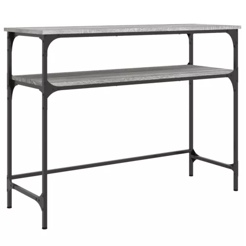 Szürke sonoma színű szerelt fa konzolasztal 100x35,5x75 cm