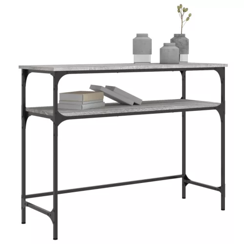 Szürke sonoma színű szerelt fa konzolasztal 100x35,5x75 cm