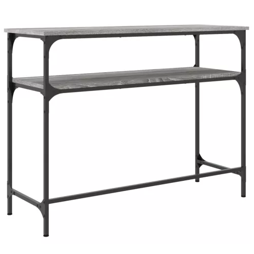 Szürke sonoma színű szerelt fa konzolasztal 100x35,5x75 cm