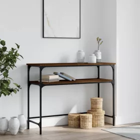 Barna tölgyszínű szerelt fa tálalóasztal 100x35,5x75 cm