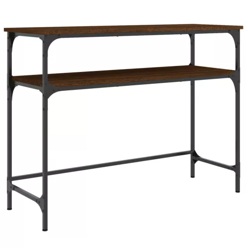 Barna tölgyszínű szerelt fa tálalóasztal 100x35,5x75 cm