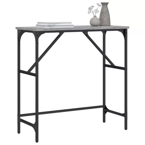 Szürke sonoma színű szerelt fa konzolasztal 75x32x75 cm