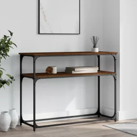 Barna tölgyszínű szerelt fa tálalóasztal 100x35,5x75 cm