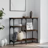 Barna tölgyszínű szerelt fa tálalóasztal 80x29x75 cm
