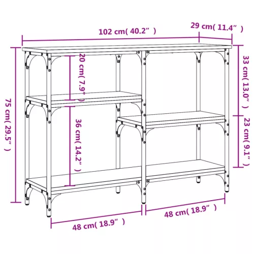 Füstös tölgy színű szerelt fa tálalóasztal 102x29x75 cm