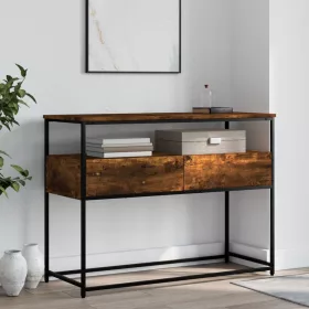   Füstös tölgy színű szerelt fa tálalóasztal 100x40x75 cm