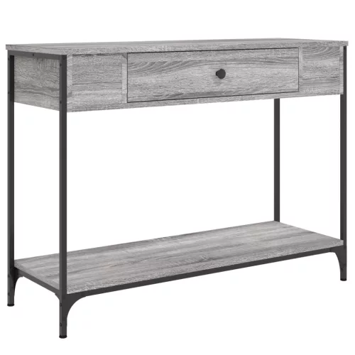 Szürke sonoma színű szerelt fa konzolasztal 100 x 34,5 x 75 cm