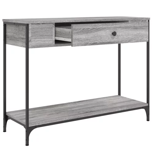 Szürke sonoma színű szerelt fa konzolasztal 100 x 34,5 x 75 cm